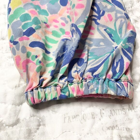 Lilly Pulitzer Elsa Silk Tunic Blouse Dancing on the Deck M | rainbow colors - Picture 5 of 7